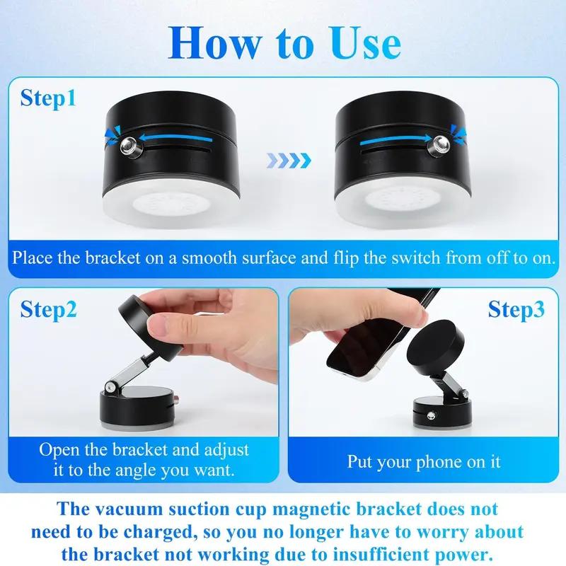 Mother'S Day Gift Magnetic Phone Holder Stand, Adjustable & Foldable, Strong Suction Cup, Vacuum Adsorption, Portable Multifunctional Mobile Phone Stand for Car & Multi-Scene Use Vacuum Magnetic
